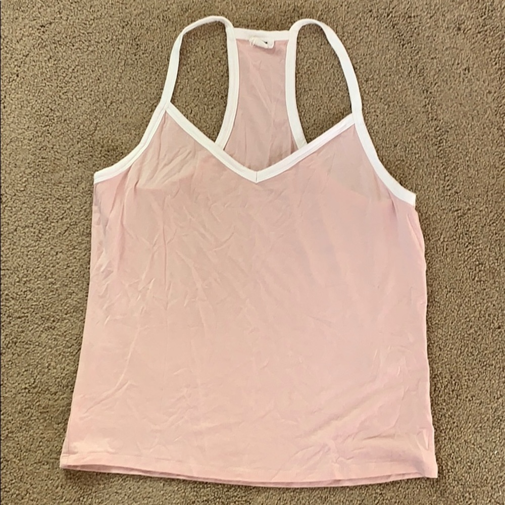 Pink and white tank top